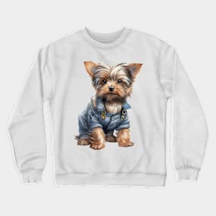 Farmer Yorkshire Terrier Dog Crewneck Sweatshirt